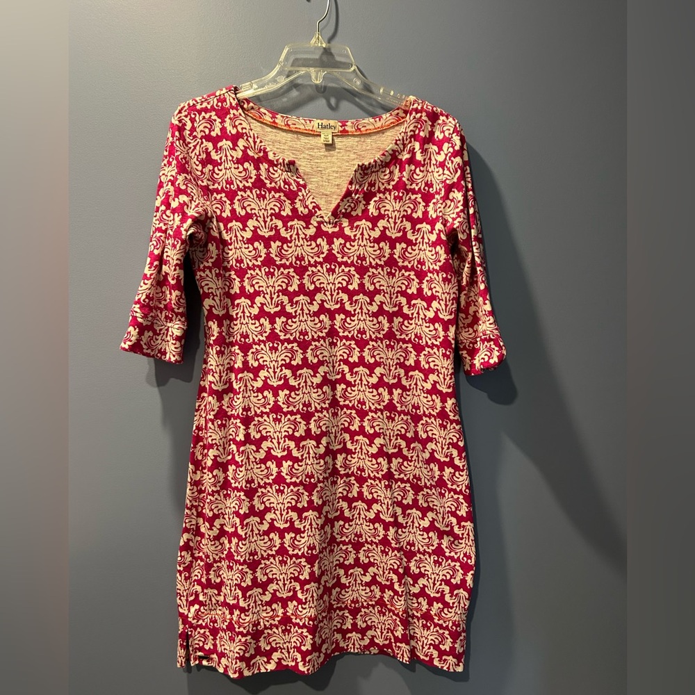 🚘HATLEY fuschia and white cotton dress